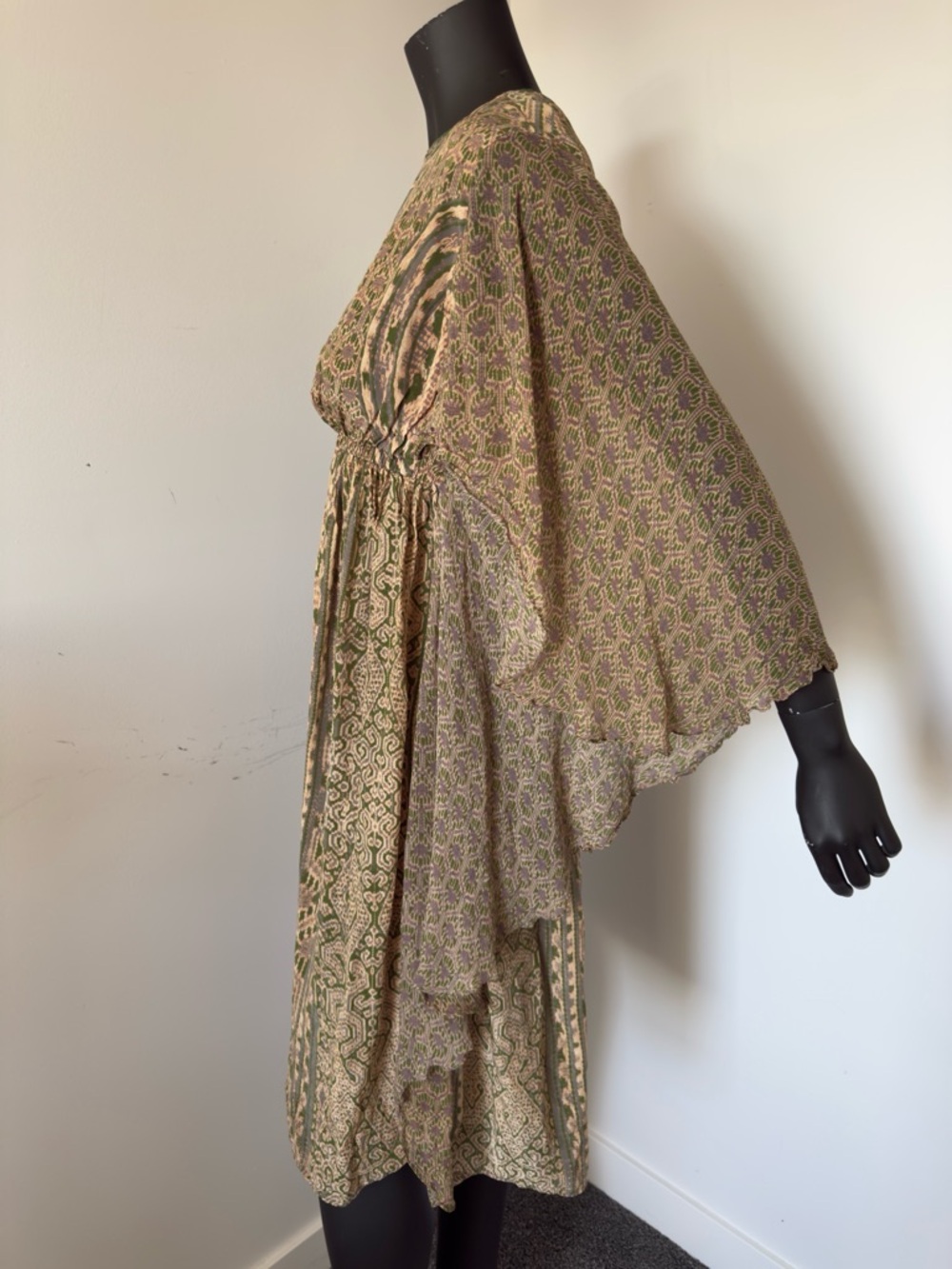 307. Ritu Kumar Paisley Midi Dress in Earthy Olive and Tan - Picture 6 of 8